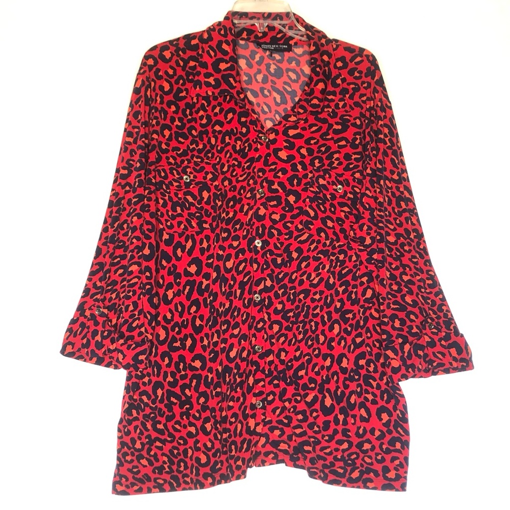 Jones Of NewYork 3X Signature Woman’s Button Down  Roll Up Sleeves Blouse